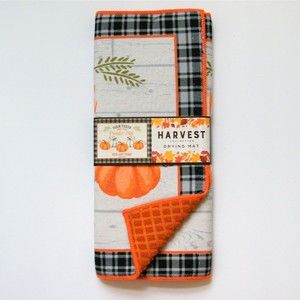 Harvest Collection Drying Mat Orange Pumpkins Large 15 x 20 Thanksgiving Fall